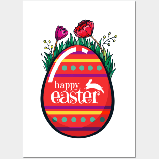 Happy Easter day. Red Easter Egg Posters and Art